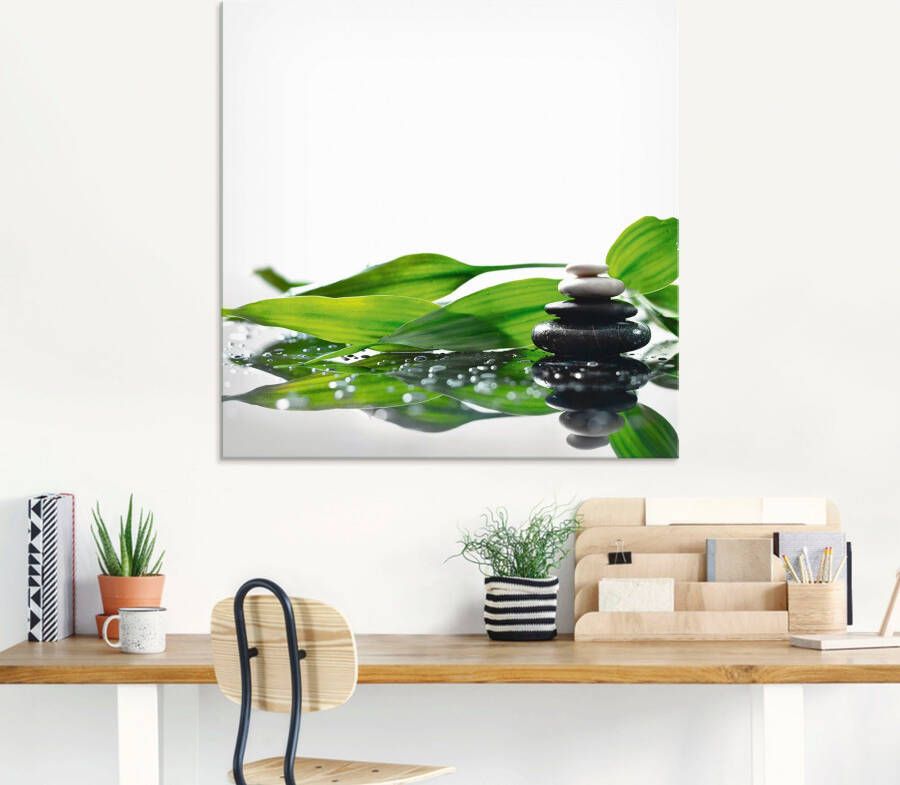 Artland Print op glas Spa met stenen en bamboe