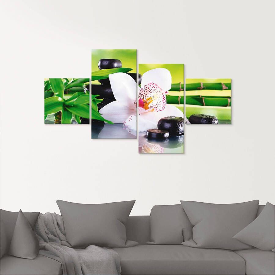 Artland Print op glas Spa stenen bamboe takjes orchidee