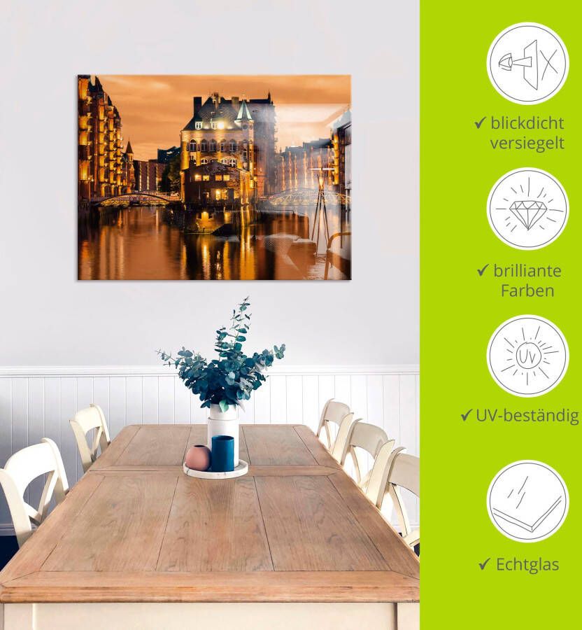 Artland Print op glas Speicherstadt in Hamburg