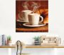 Artland Print op glas Stomende cappuccino en croissant - Thumbnail 2