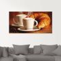 Artland Print op glas Stomende cappuccino en croissant - Thumbnail 3