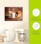 Artland Print op glas Stomende cappuccino en croissant - Thumbnail 4