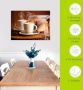 Artland Print op glas Stomende cappuccino en croissant - Thumbnail 4