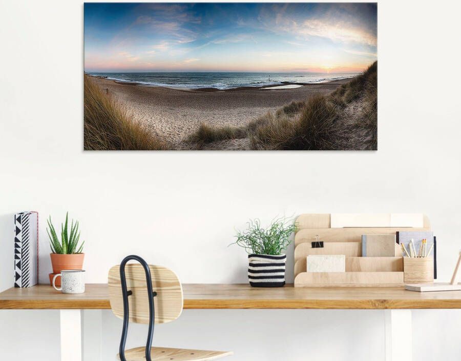 Artland Print op glas Strand en duinen aan de Hengistbury Head