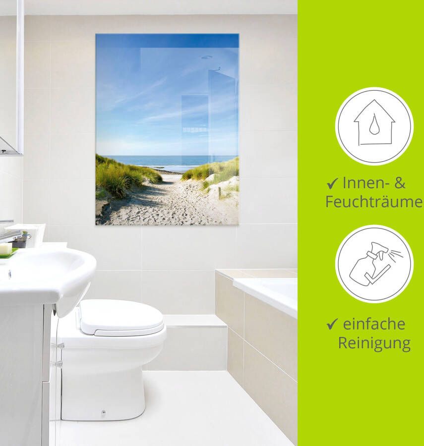 Artland Print op glas Strand met duinen en weg naar het water