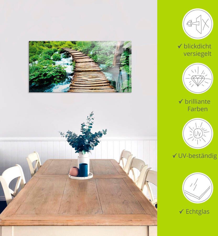 Artland Print op glas Houten brug in verschillende maten