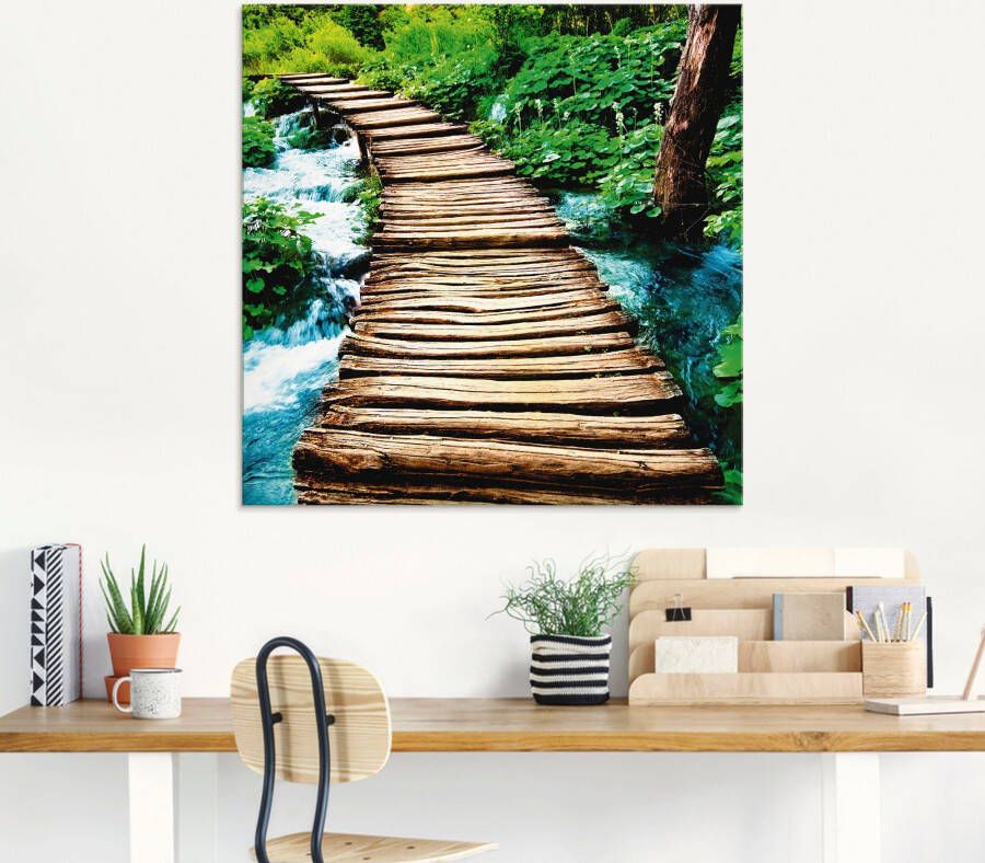 Artland Print op glas Houten brug in verschillende maten