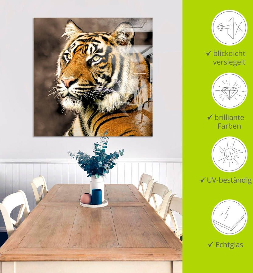 Artland Print op glas Tiger_sepia in verschillende maten