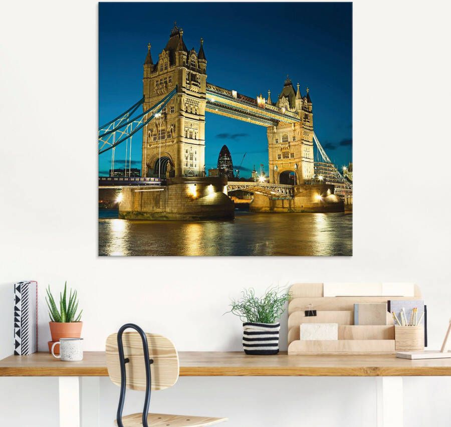 Artland Print op glas Tower Bridge avondschemering Londen