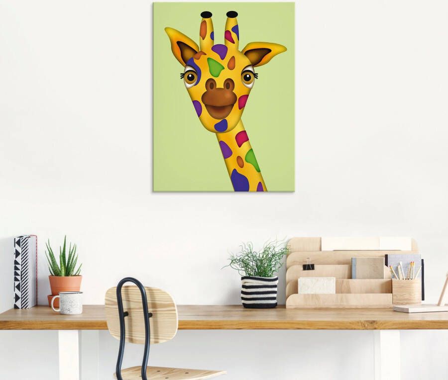 Artland Print op glas Veelkleurige giraf in verschillende maten
