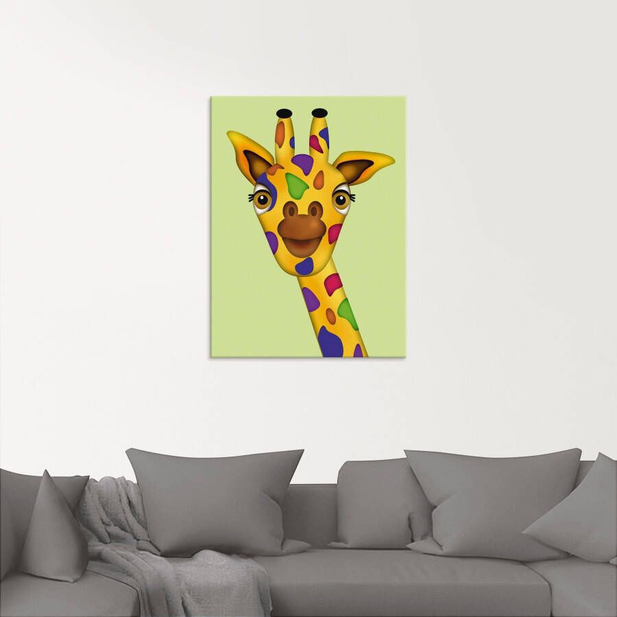 Artland Print op glas Veelkleurige giraf in verschillende maten
