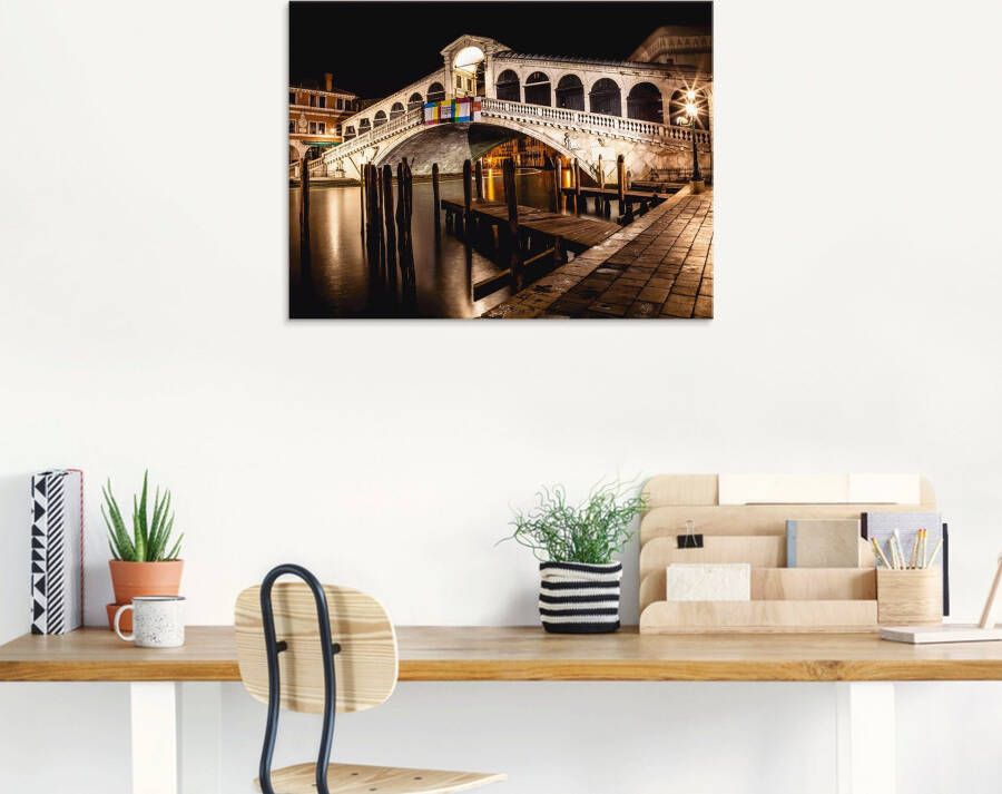 Artland Print op glas Venetië Canal Grande & Rialto brug II