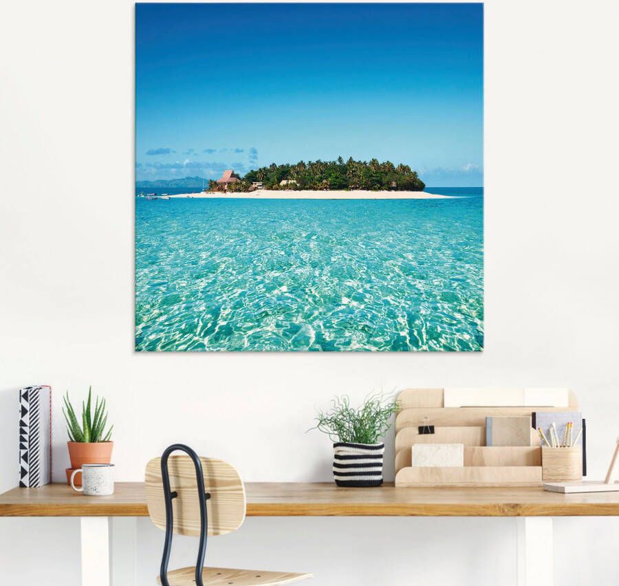 Artland Print op glas Verbluffend Fiji eiland en heldere zee