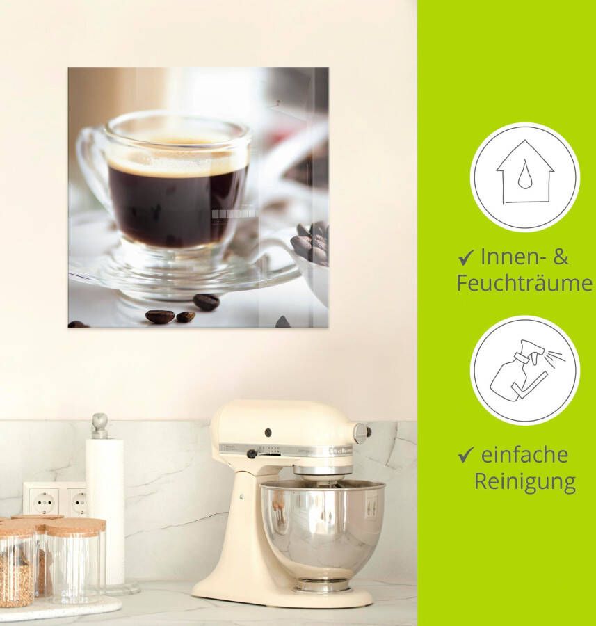 Artland Print op glas Vers espresso genot in verschillende maten