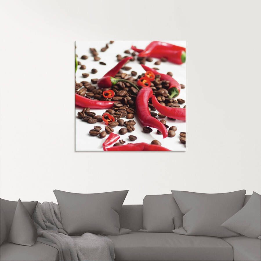 Artland Print op glas Verse chili op koffie in verschillende maten