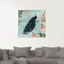 Artland Print op glas Vintage rozen en pauw illustratie - Thumbnail 3