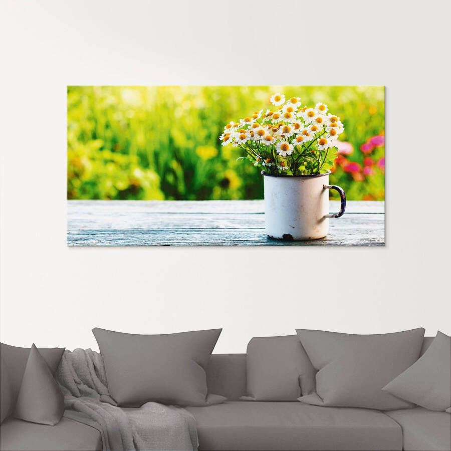 Artland Print op glas Lentetuin met echte kamille