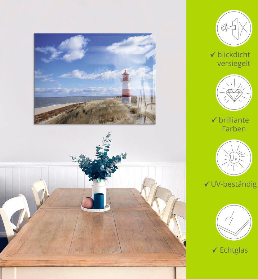 Artland Print op glas Vuurtoren Sylt in verschillende maten