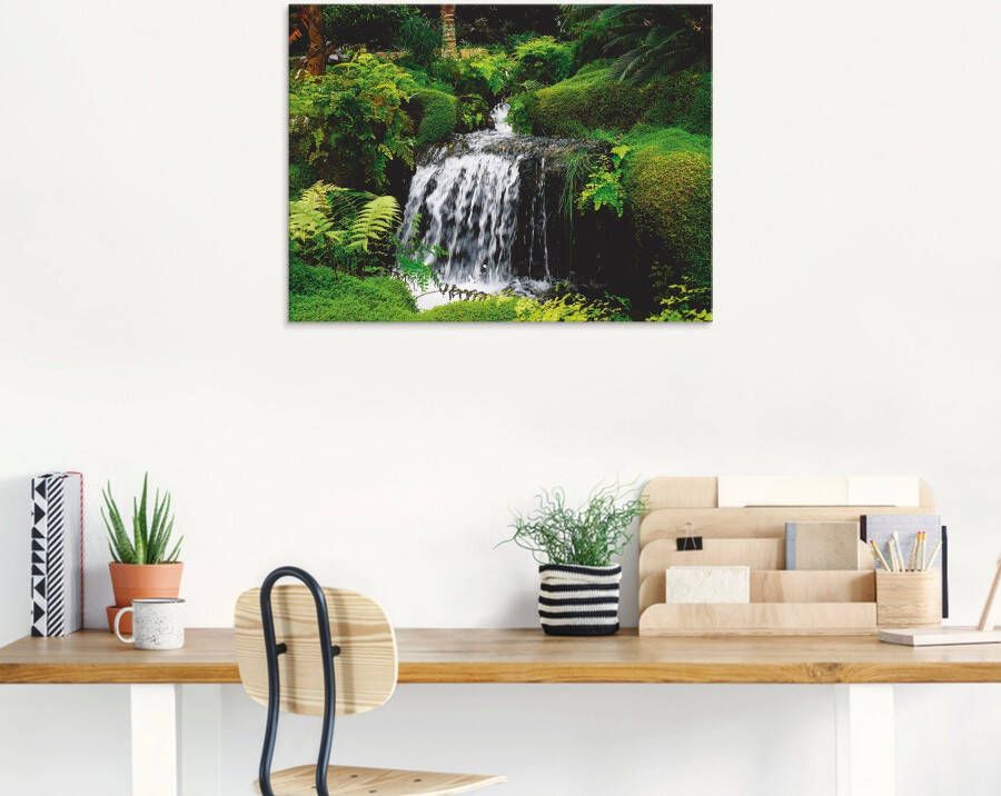 Artland Print op glas Waterval in het groen in verschillende maten