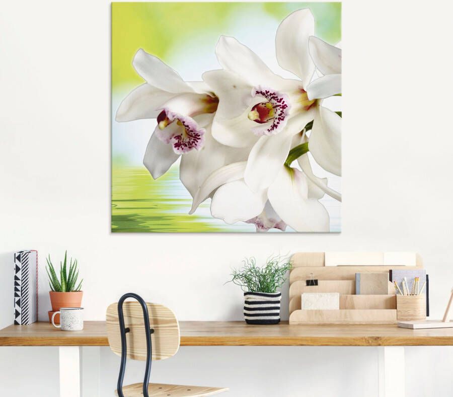 Artland Print op glas Witte orchidee in verschillende maten