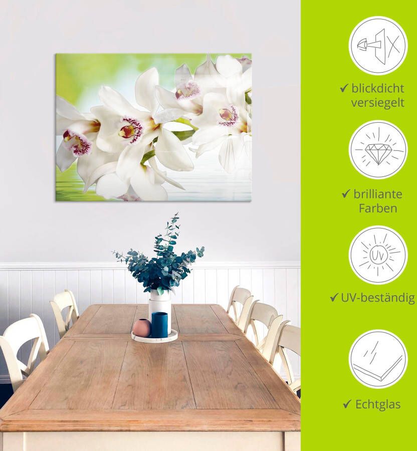 Artland Print op glas Witte orchidee in verschillende maten