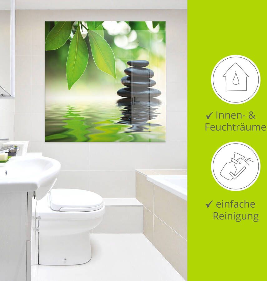 Artland Print op glas Zen steenpiramide op wateroppervlak