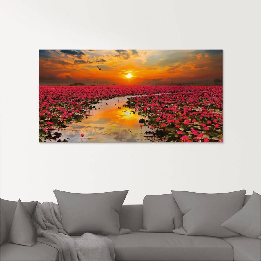 Artland Print op glas Zonneschijn bloeiende lotusbloem