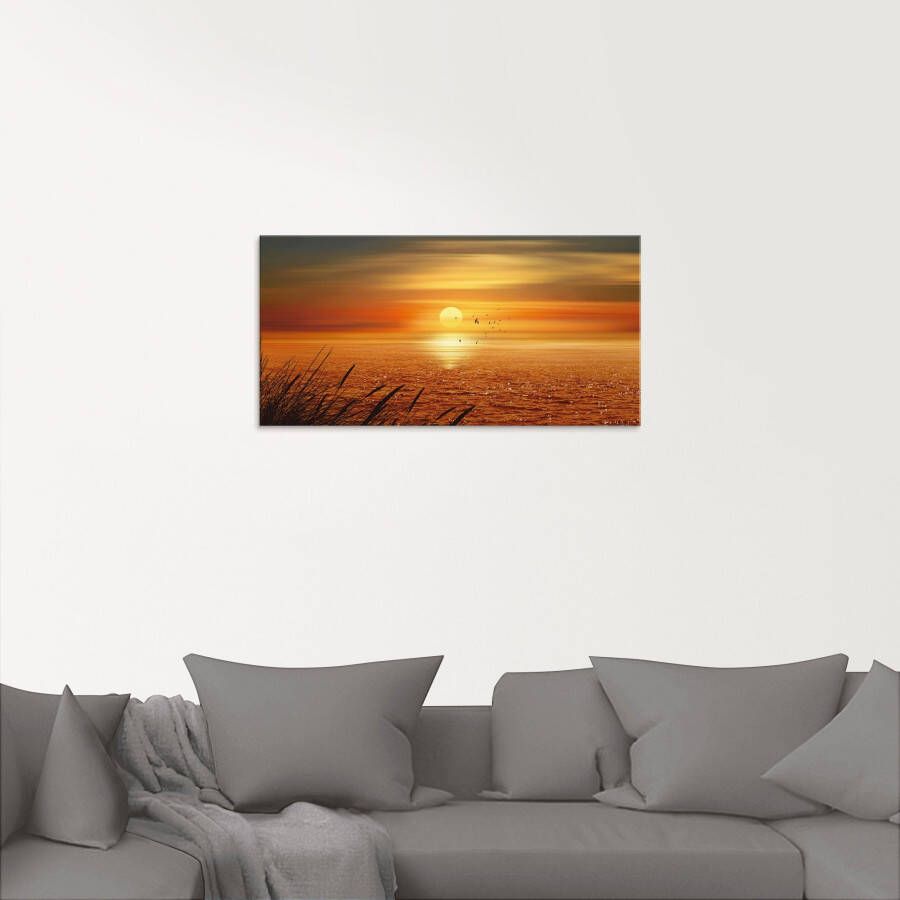 Artland Print op glas Zonsondergang boven de zee