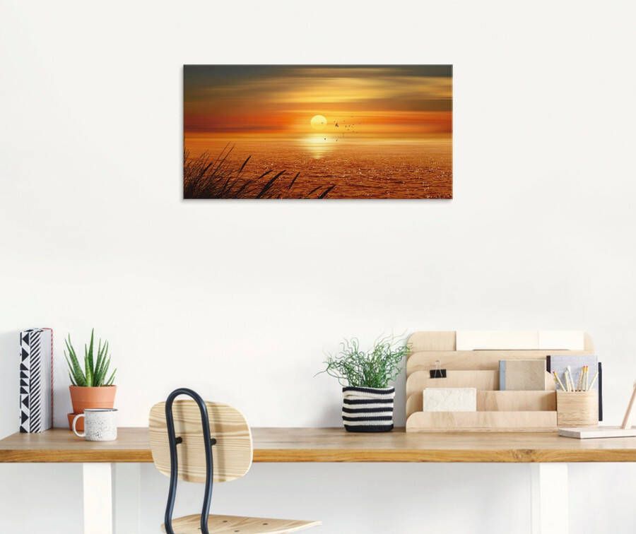 Artland Print op glas Zonsondergang boven de zee