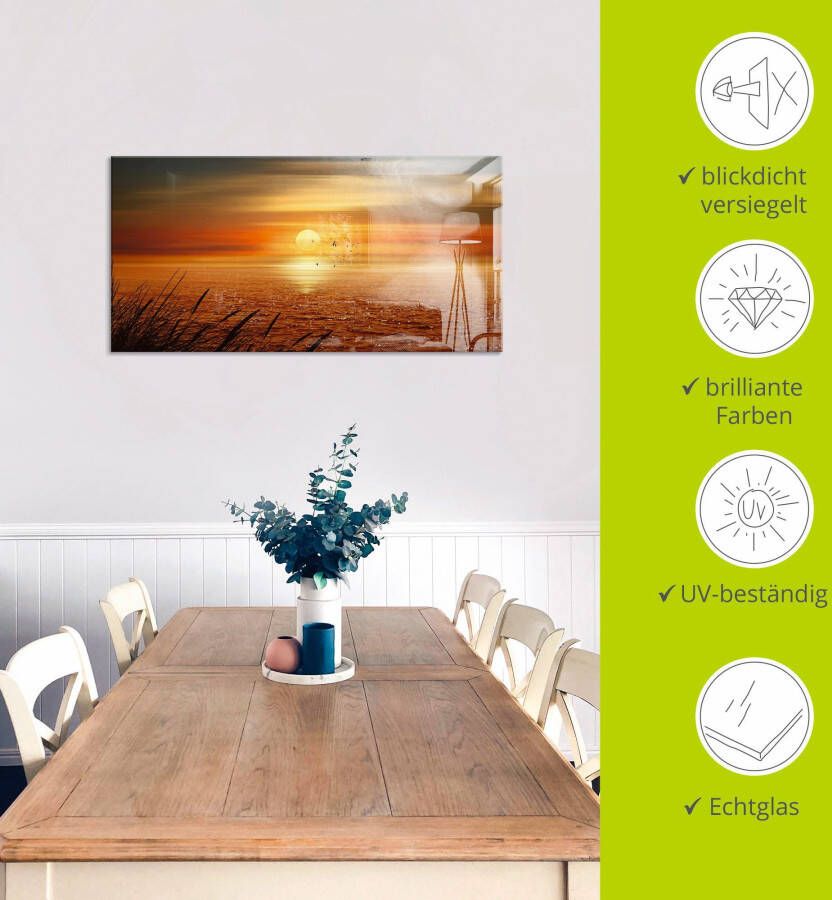 Artland Print op glas Zonsondergang boven de zee