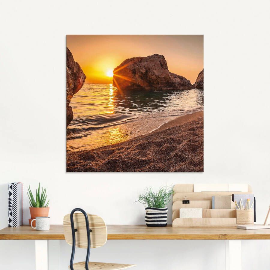 Artland Print op glas Zonsondergang en strand