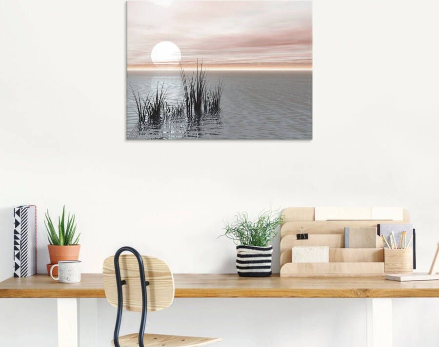 Artland Print op glas Zonsondergang met riet