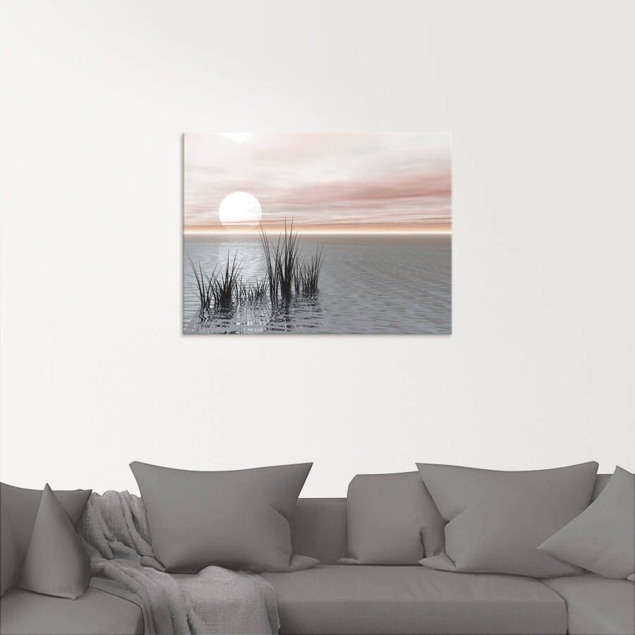 Artland Print op glas Zonsondergang met riet