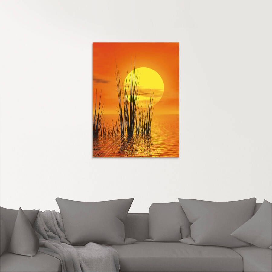 Artland Print op glas Zonsondergang met riet