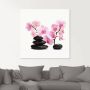 Artland Print op glas Zwarte stenen en pink orchidee - Thumbnail 2
