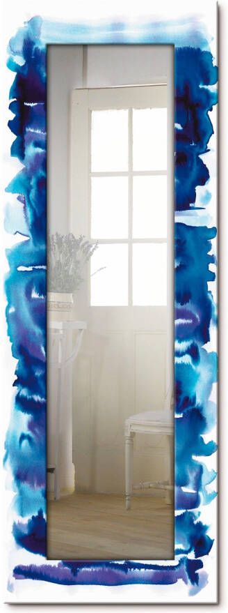 Artland Sierspiegel Aquarel in blauw spiegel met lijst voor het hele lichaam wandspiegel met motiefrand landhuis