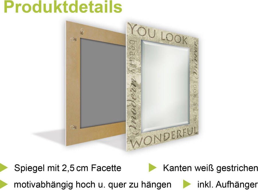 Artland Sierspiegel Creatief element rood Wandspiegel spiegel met lijst voor het hele lichaam met motiefrand halspiegel