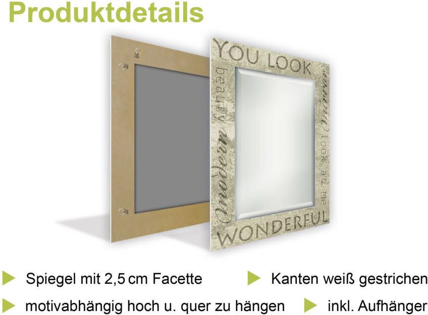 Artland Sierspiegel Gekleurde houten achtergrond spiegel met lijst voor het hele lichaam wandspiegel met motiefrand landhuis