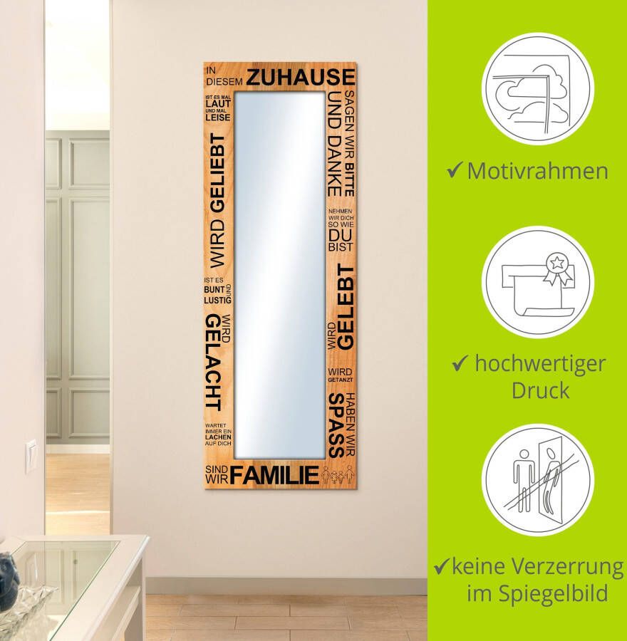 Artland Sierspiegel In dit huis bruin spiegel met lijst voor het hele lichaam wandspiegel met motiefrand landhuis