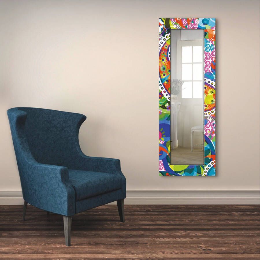 Artland Sierspiegel Kleurrijke paisley spiegel met lijst voor het hele lichaam wandspiegel met motiefrand landhuis