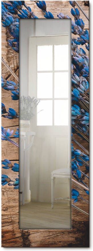 Artland Sierspiegel Lavendel tegen houten achtergrond spiegel met lijst voor het hele lichaam wandspiegel met motiefrand landhuis