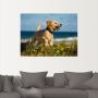 Artland Wandfolie Pup springt rond op het strand - Thumbnail 2