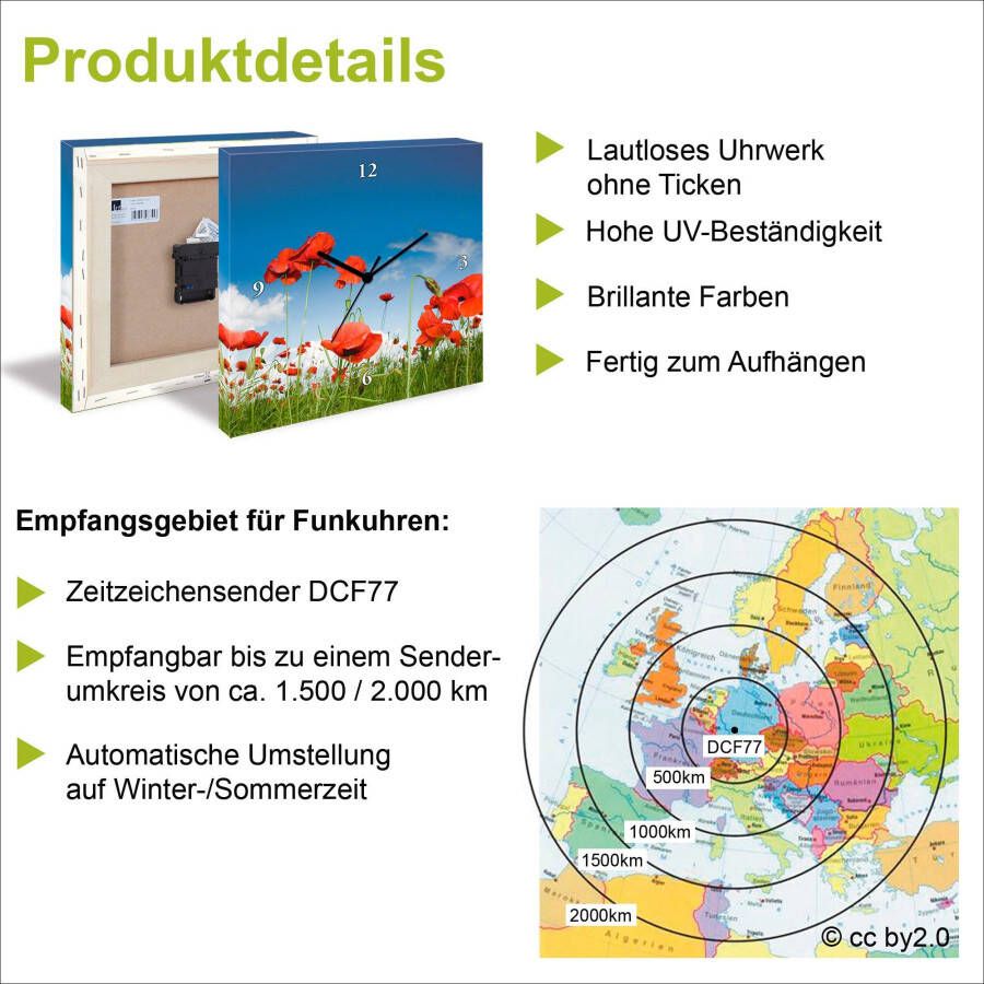 Artland Wandklok Abstracte compositie (groen) optioneel verkrijgbaar met kwarts- of radiografisch uurwerk geruisloos zonder tikkend geluid