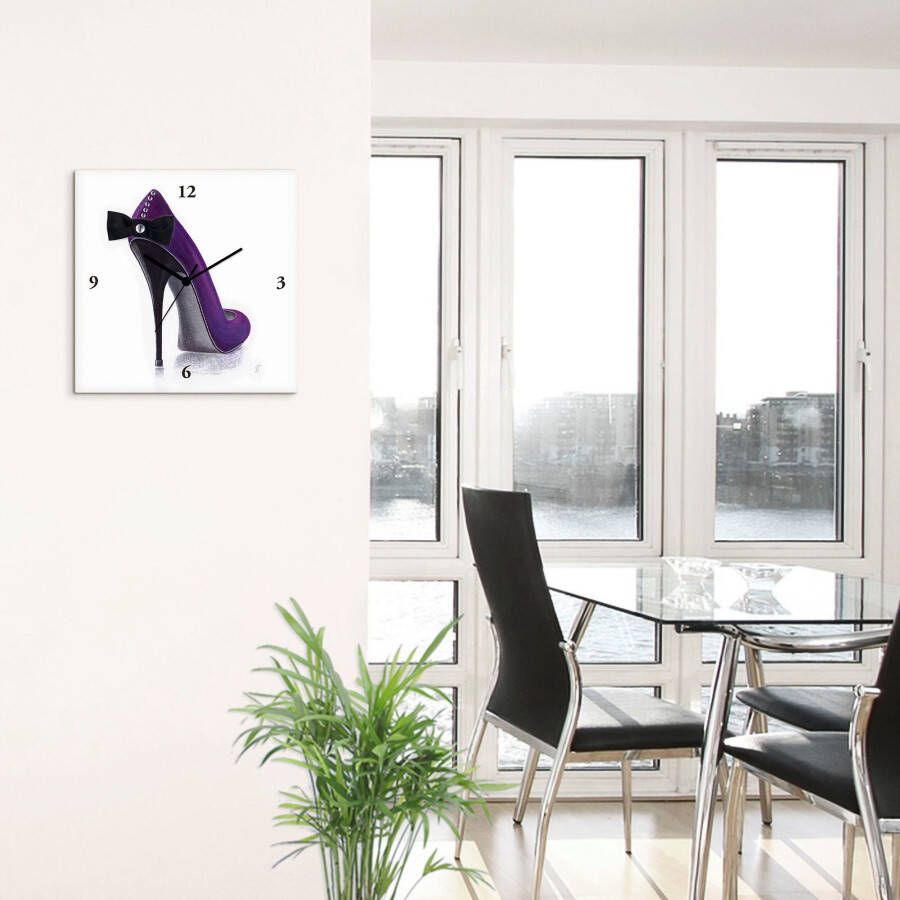 Artland Wandklok Damesschoenen violet model optioneel verkrijgbaar met kwarts- of radiografisch uurwerk geruisloos zonder tikkend geluid