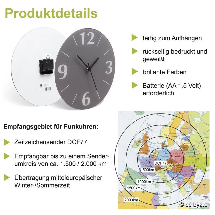 Artland Wandklok Glazen klok rond zonnig bos optioneel verkrijgbaar met kwarts- of radiografisch uurwerk geruisloos zonder tikkend geluid