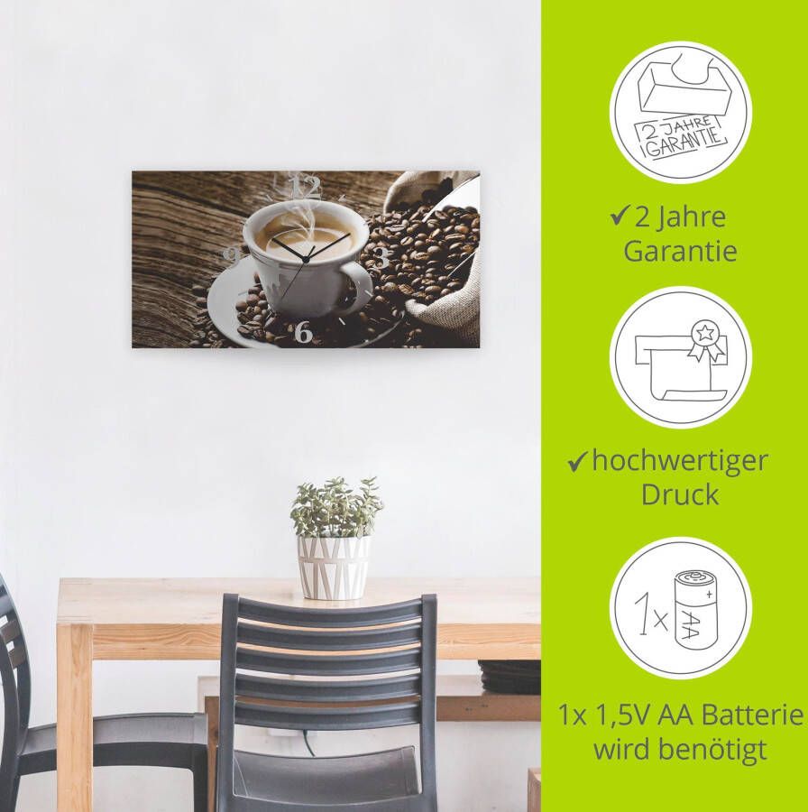 Artland Wandklok Hete koffie hete koffie 3d-look geschulpt met kwarts- of radiografisch uurwerk verschillende maten