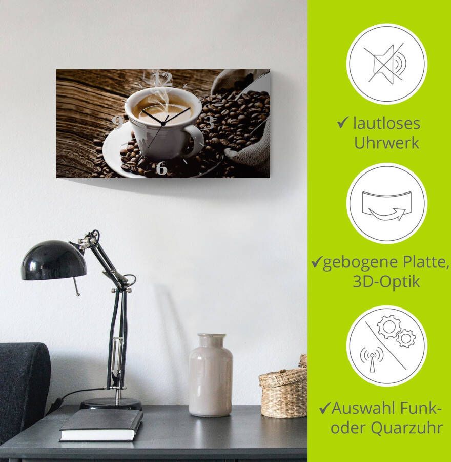 Artland Wandklok Hete koffie hete koffie 3d-look geschulpt met kwarts- of radiografisch uurwerk verschillende maten