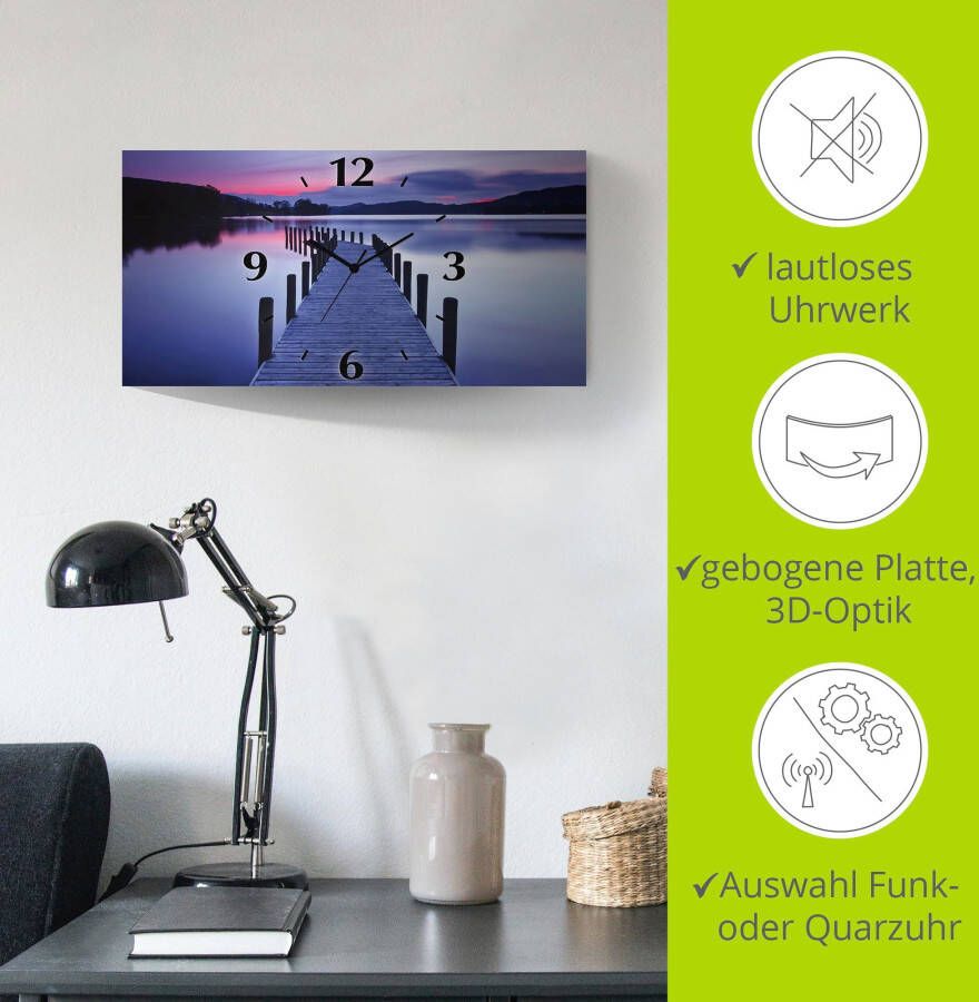 Artland Wandklok Panorama steiger Coniston Water 3d-look geschulpt met kwarts- of radiografisch uurwerk verschillende maten