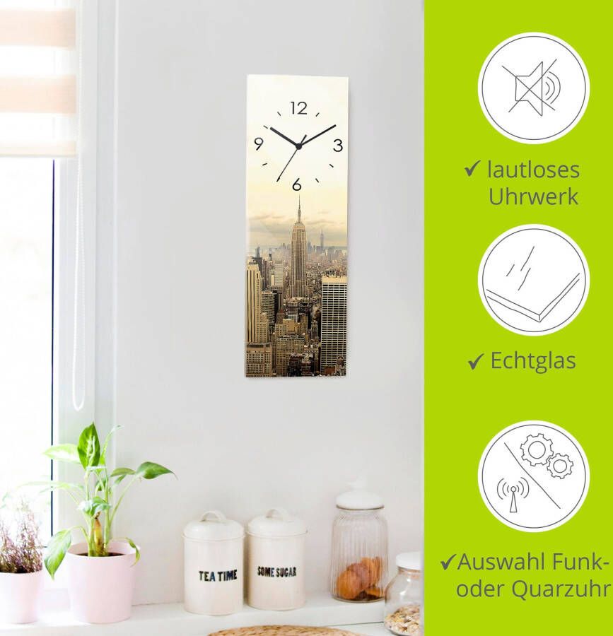 Artland Wandklok Skyline Manhattan New York optioneel verkrijgbaar met kwarts- of radiografisch uurwerk geruisloos zonder tikkend geluid