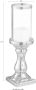 Deco by Boltze Zilveren keramiek kaarsenhouder windlicht voor stompkaarsen 31 x 9 cm met glazen top kaars kandelaars - Thumbnail 7